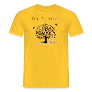 Méditation - Nature - Vegan - Renard - Forêt - Yoga - T-shirt homme - jaune - Devant - AI Model Male 178 dark (178cm)