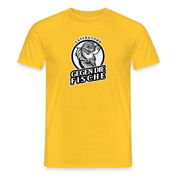 Vater und Sohn Angler Spruch Geschenk - Männer T-Shirt - Gelb - Vorne - AI Model Male 178 dark (178cm)