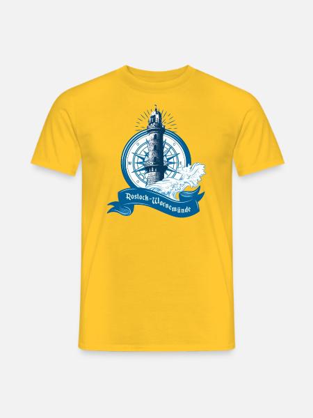 Leuchtturm Warnemünde, Rostock - Männer T-Shirt - Gelb