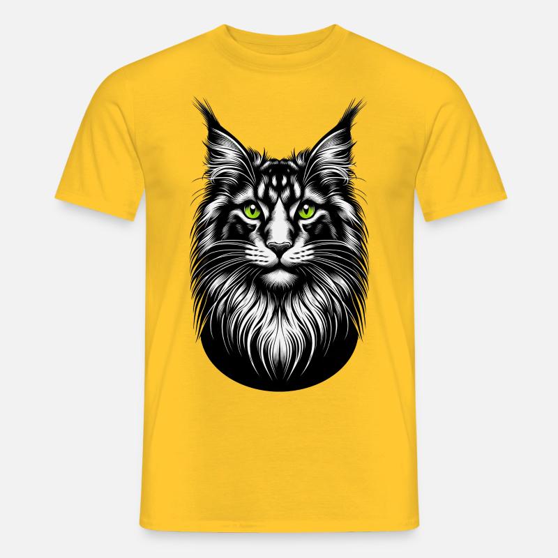 Struwwelliges Katze | Stubbeliges Katzengesicht - Männer T-Shirt - Gelb