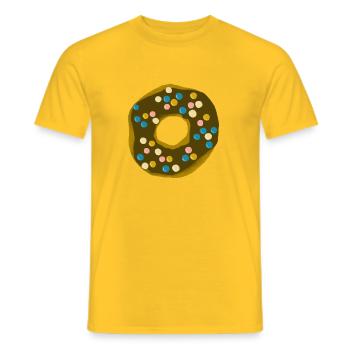 Beignet avec glaçage au chocolat et lentilles au chocolat colorées - T-shirt homme - jaune - Devant - AI Model Male 178 dark (178cm)