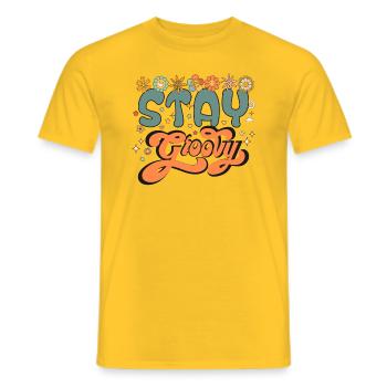 Retro stay groovy, Cute halloween , Thanksgiving - Men's T-Shirt - yellow - Front - AI Model Male 178 dark (178cm)