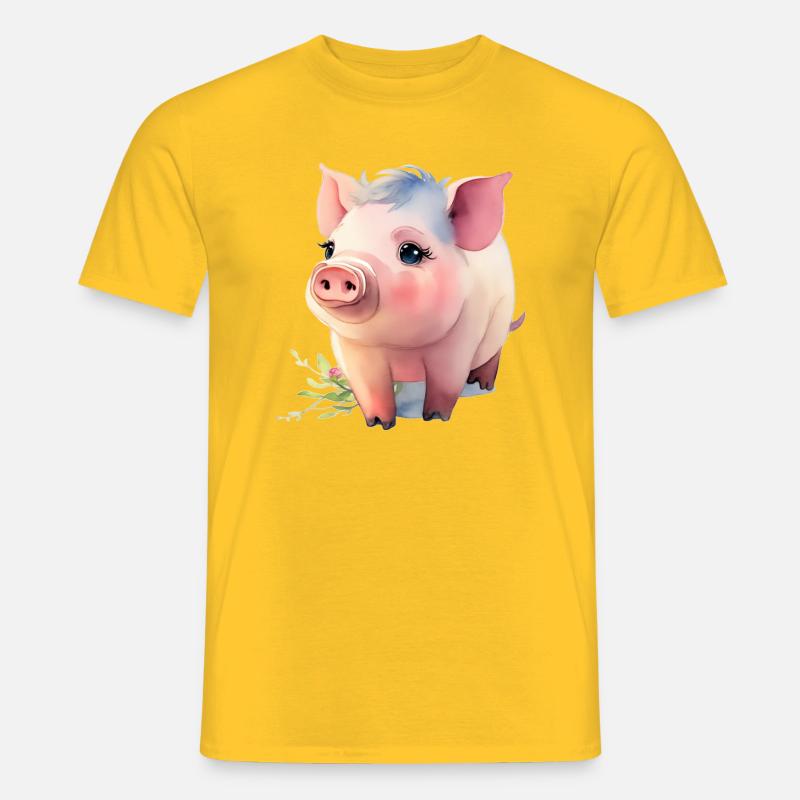 Ferkelchen - Männer T-Shirt - Gelb