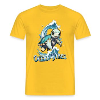 Tortue Ocean Vibes - T-shirt homme - jaune - Devant - AI Model Male 178 dark (178cm)