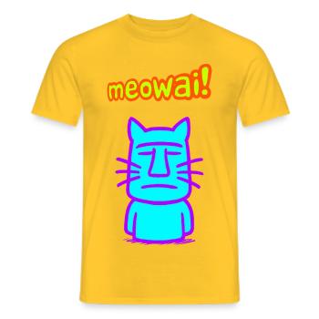 Moai-Katze - Männer T-Shirt - Gelb - Vorne - AI Model Male 178 dark (178cm)
