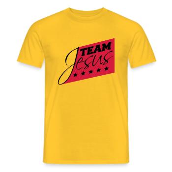 Équipe catholique Jésus-Christ évangélique - T-shirt homme - jaune - Devant - AI Model Male 178 dark (178cm)