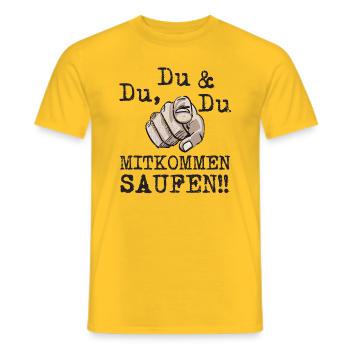 Du Du und Du mitkommen saufen Party Bier Shirt - Männer T-Shirt - Gelb - Vorne - AI Model Male 178 dark (178cm)