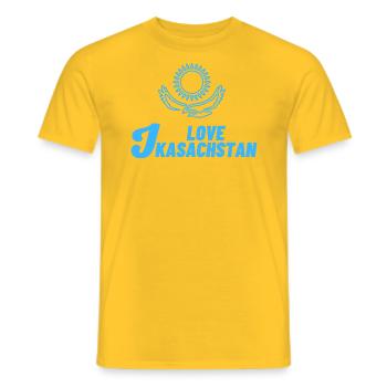 I love Kasachstan - Männer T-Shirt - Gelb - Vorne - AI Model Male 178 dark (178cm)