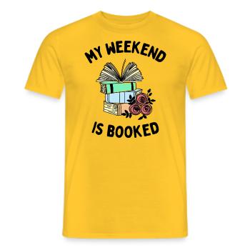 Mein Wochenende ist gebucht Lustige Bücherwurm-Leute - Männer T-Shirt - Gelb - Vorne - AI Model Male 178 dark (178cm)