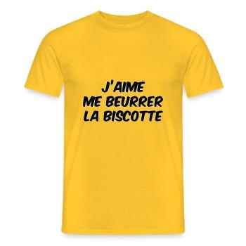 Ich buttere mich gerne mit Zwieback ein - Männer T-Shirt - Gelb - Vorne - AI Model Male 178 dark (178cm)