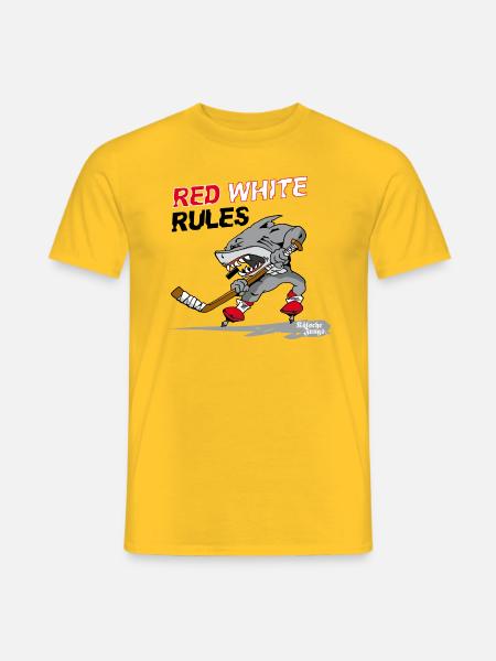 Hai Kölsche Jungs für Hintergrund rot - Männer T-Shirt - Gelb