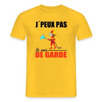 Pompier Shirt • Je suis de garde • Pompier Cadeau - T-shirt homme - jaune - Devant - AI Model Male 178 dark (178cm)