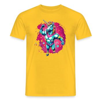 Unicorn Bodybuilder - Men's T-Shirt - yellow - Front - AI Model Male 178 dark (178cm)