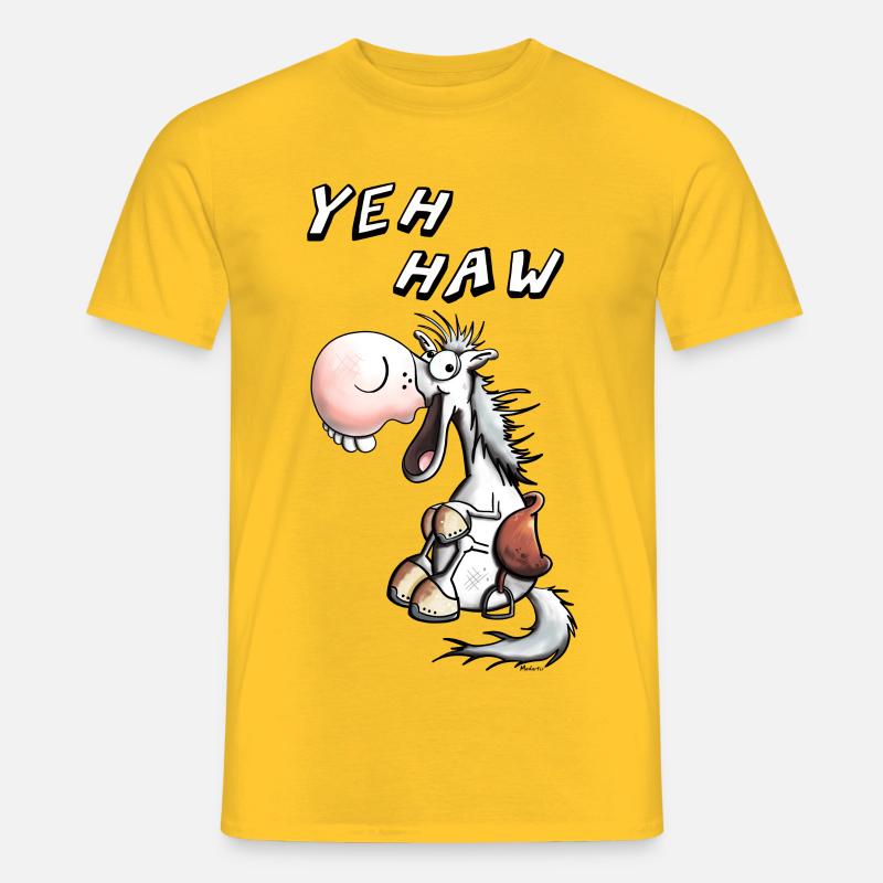 Yeh Haw Pferdchen - Männer T-Shirt - Gelb