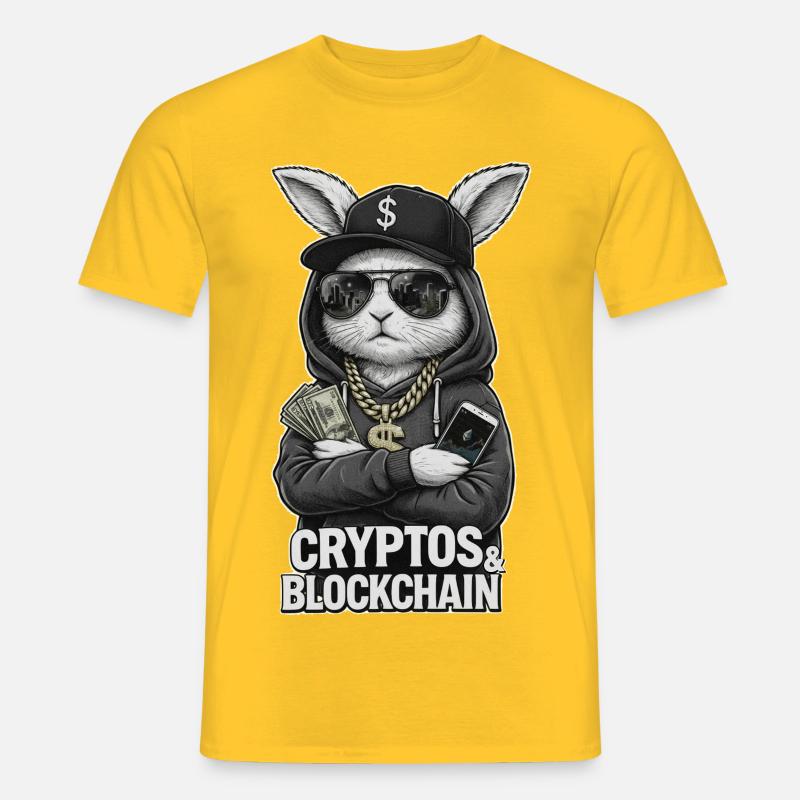 CryptoRabbit: Blockchain Hustle T-Shirt - Männer T-Shirt - Gelb
