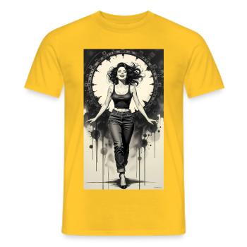 Monochrome Sirene und Iron Halo - Männer T-Shirt - Gelb - Vorne - AI Model Male 178 dark (178cm)