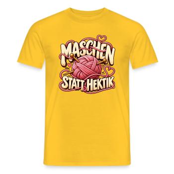 Maschen statt Hektik Geschenkidee für Freizeit - Männer T-Shirt - Gelb - Vorne - AI Model Male 178 dark (178cm)