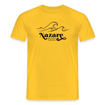 NAZARE PORTUGAL BIG WAVE SURFING - Men's T-Shirt - yellow - Front - AI Model Male 178 dark (178cm)
