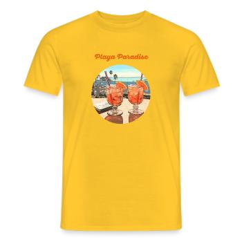 Vacances et cocktails « Playa Paradise » - T-shirt homme - jaune - Devant - AI Model Male 178 dark (178cm)