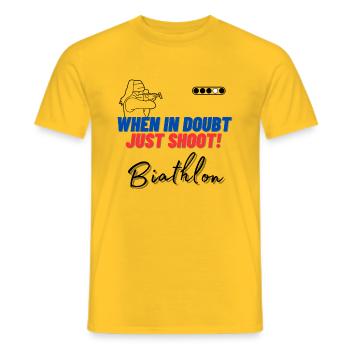 When in doubt just shoot! - Men's T-Shirt - yellow - Front - AI Model Male 178 dark (178cm)
