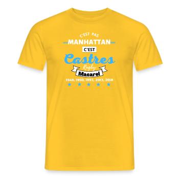 C'est pas Manhattan c'est Castres Rugby.B - T-shirt homme - jaune - Devant - AI Model Male 178 dark (178cm)