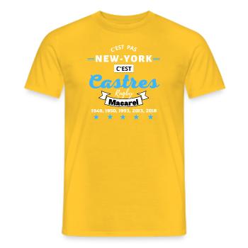 C'est pas NEW YORK, c'est Castres Rugby.B - T-shirt homme - jaune - Devant - AI Model Male 178 dark (178cm)