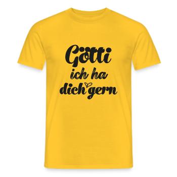 Götti ich ha dich gern Götti Schweiz Patenonkel - Männer T-Shirt - Gelb - Vorne - AI Model Male 178 dark (178cm)