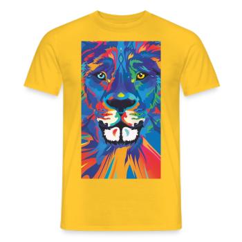 Lion Löwe Leeuw Leon - Men's T-Shirt - yellow - Front - AI Model Male 178 dark (178cm)
