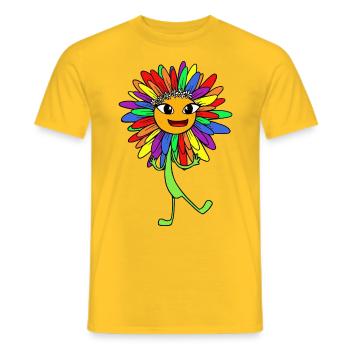 Tournesol Hippie Enfant Enfants Fleurs Arc-en-ciel - T-shirt homme - jaune - Devant - AI Model Male 178 dark (178cm)