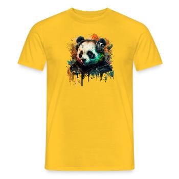 Panda im Einklang mit der Musik - Männer T-Shirt - Gelb - Vorne - AI Model Male 178 dark (178cm)