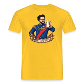 Bavaria-col - King Ludwig drunk - RAHMENLOS gift - Männer T-Shirt - Gelb - Vorne - AI Model Male 178 dark (178cm)