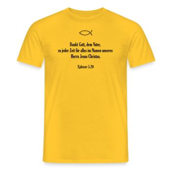 Bibelvers - Epheser 5.20 - Männer T-Shirt - Gelb - Vorne - AI Model Male 178 dark (178cm)