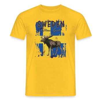 Suède - Schweden - Sverige - Moose - T-shirt homme - jaune - Devant - AI Model Male 178 dark (178cm)