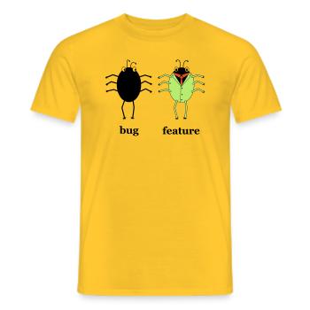 Bug vs fonctionnalité - T-shirt homme - jaune - Devant - AI Model Male 178 dark (178cm)