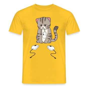 Triste chat à fourrure - T-shirt homme - jaune - Devant - AI Model Male 178 dark (178cm)