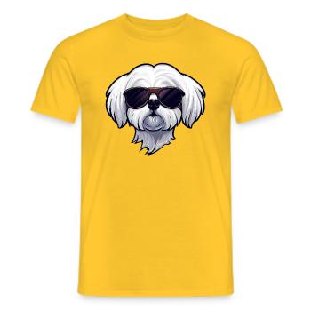 Malteser Hund, der Sonnenbrille trägt - Männer T-Shirt - Gelb - Vorne - AI Model Male 178 dark (178cm)