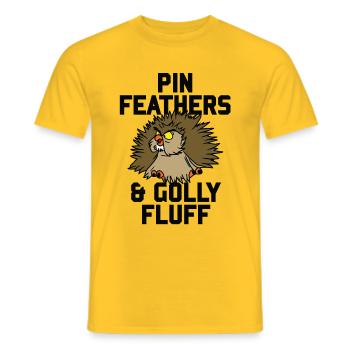 Archimedes - Pin feathers and golly fluff - T-shirt homme - jaune - Devant - AI Model Male 178 dark (178cm)
