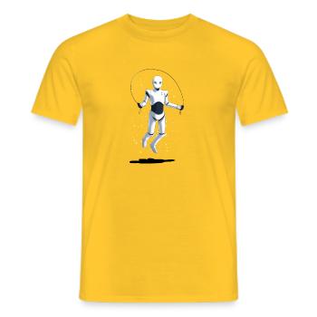 Roboter der Seilspringt - Männer T-Shirt - Gelb - Vorne - AI Model Male 178 dark (178cm)
