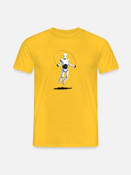 Roboter der Seilspringt - Männer T-Shirt - Gelb