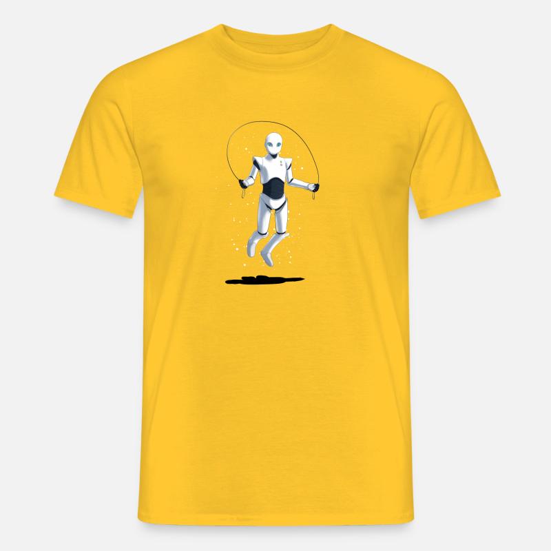 Roboter der Seilspringt - Männer T-Shirt - Gelb