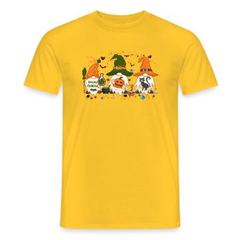 Tis the Season, Halloween Gnomes, Thanksgiving Gif - Men's T-Shirt - yellow - Front - AI Model Male 178 dark (178cm)