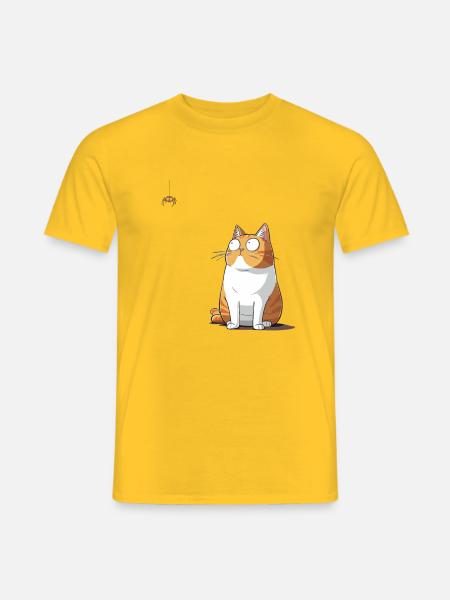 Katze vs. Spinne - Männer T-Shirt - Gelb