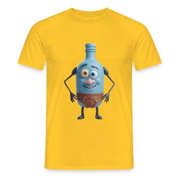 Blue Bottle Buddy in Briefs - Men's T-Shirt - yellow - Front - AI Model Male 178 dark (178cm)