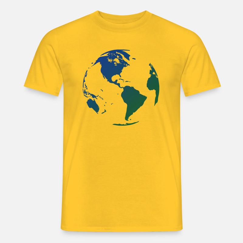 Globus mit Farbverlauf - Männer T-Shirt - Gelb
