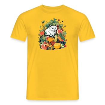 Mathéo the cat in the fruit - Men's T-Shirt - yellow - Front - AI Model Male 178 dark (178cm)