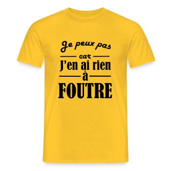 je peux pas car j en ai rien à foutre - T-shirt homme - jaune - Devant - AI Model Male 178 dark (178cm)