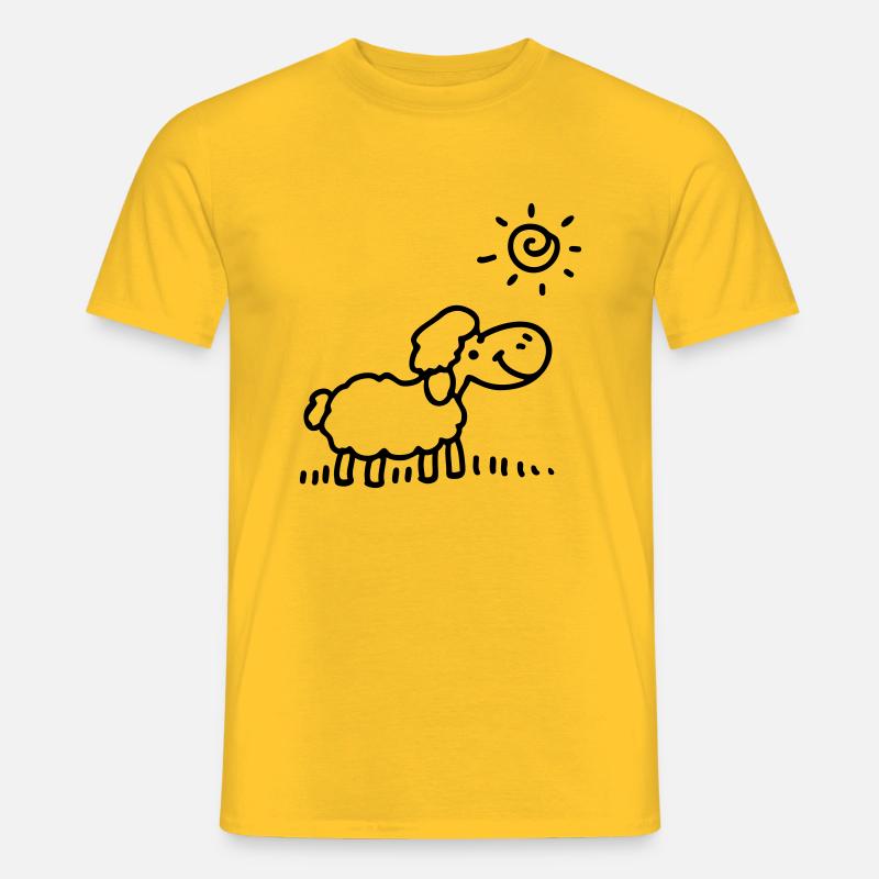Schäfchen Sonne - line - Männer T-Shirt - Gelb