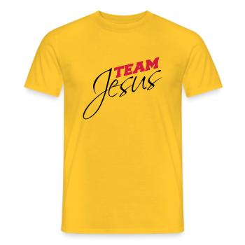 Équipe catholique Jésus-Christ évangélique - T-shirt homme - jaune - Devant - AI Model Male 178 dark (178cm)