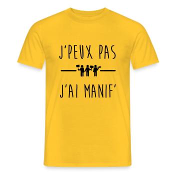 j'peux pas j'ai manif, manifestation,gilets jaunes - T-shirt homme - jaune - Devant - AI Model Male 178 dark (178cm)