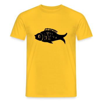 Fisch schwarz Silhouette Geschenk - Männer T-Shirt - Gelb - Vorne - AI Model Male 178 dark (178cm)